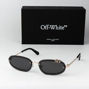 Off-White MIAMI Men Sunglasses Gold Grey Oval OERI13M MIAMI 7607 NEW AUTHENTIC